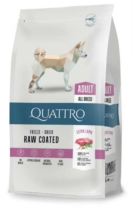 Quattro Super Premium All Breed Adult, Rice & Extra Lamb 12kg — 2 sække