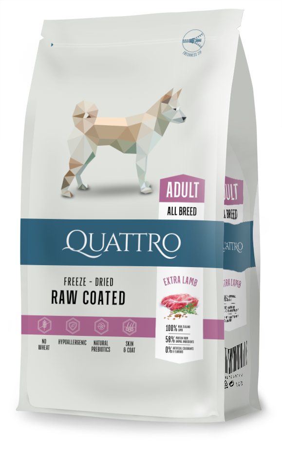 Quattro Super Premium All Breed Adult, Rice & Extra Lamb 12kg — 2 sække