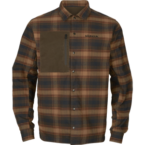 Eirik reversible skjorte jakke Dark warm olive/Burgundy - Härkila