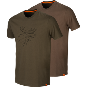 Härkila graphic t-shirt 2-pack - Willow green/Slate brown - Härkila