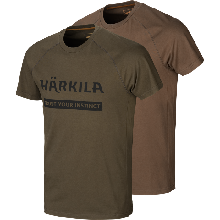 Härkila logo t-shirt 2-pack Willow green/Slate brown - Härkila