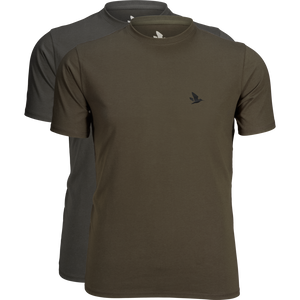 Outdoor 2-pack t-shirt Raven/Pine green - Seeland