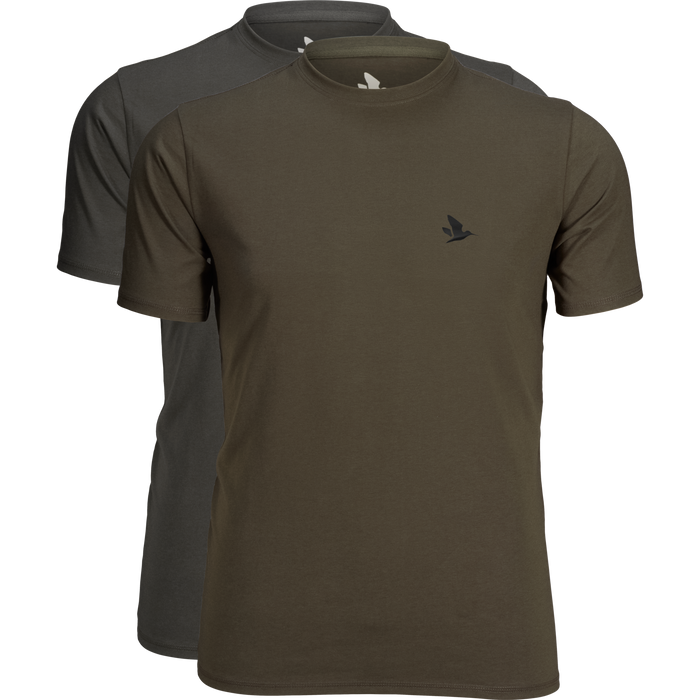 Outdoor 2-pack t-shirt Raven/Pine green - Seeland