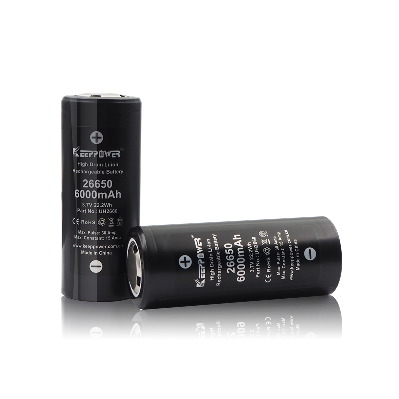26650 KeepPower 6000mAh High Drain Li-Ion batteri 3,7V - 2 PACK
