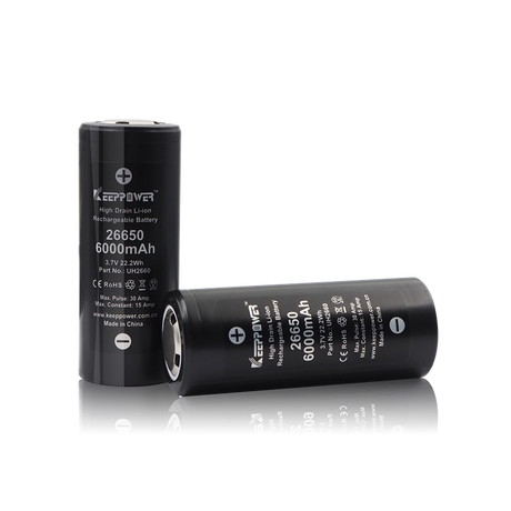 26650 KeepPower 6000mAh High Drain Li-Ion batteri 3,7V - 2 PACK