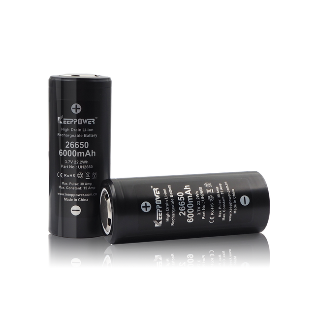 26650 KeepPower 6000mAh High Drain Li-Ion batteri 3,7V - 2 PACK
