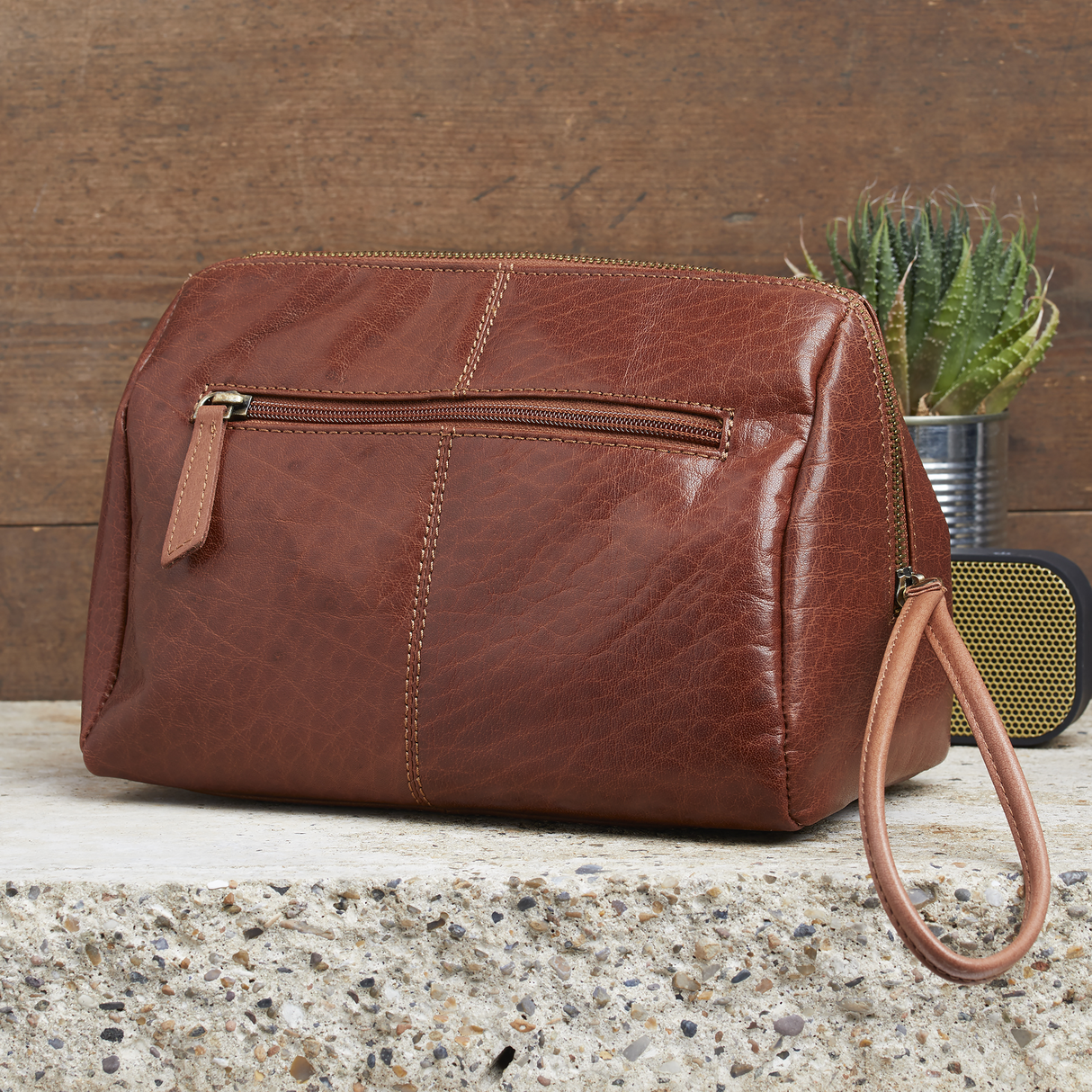 Læder toilettaske - Lys brun - Corium
