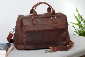 Corium Hunter holdall rejsetaske i brunt læder