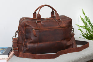 Corium Hunter holdall rejsetaske i brunt læder