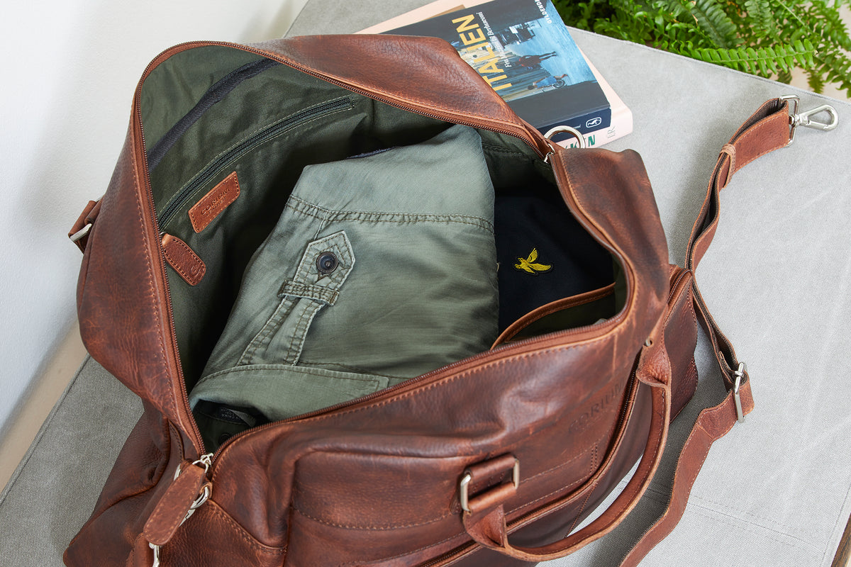 Corium Hunter holdall rejsetaske i brunt læder