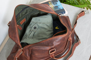 Corium Hunter holdall rejsetaske i brunt læder
