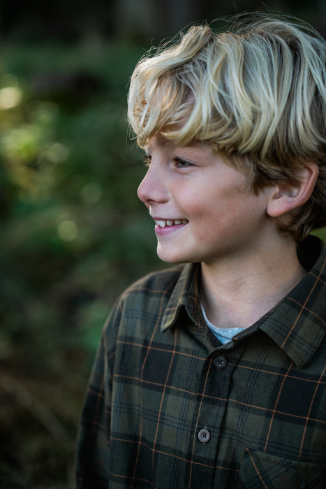 Glen Junior Flannel Skjorte - Pine Green/Dark Navy Check