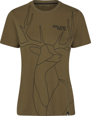 Deer On Line Women  T-shirt - Military Olive