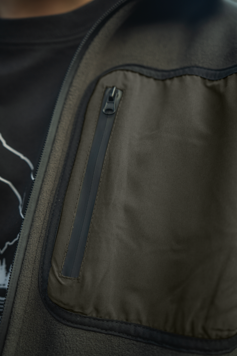 Rogue Solid Reversible Fleece - Grizzly Brown/Demitasse brown