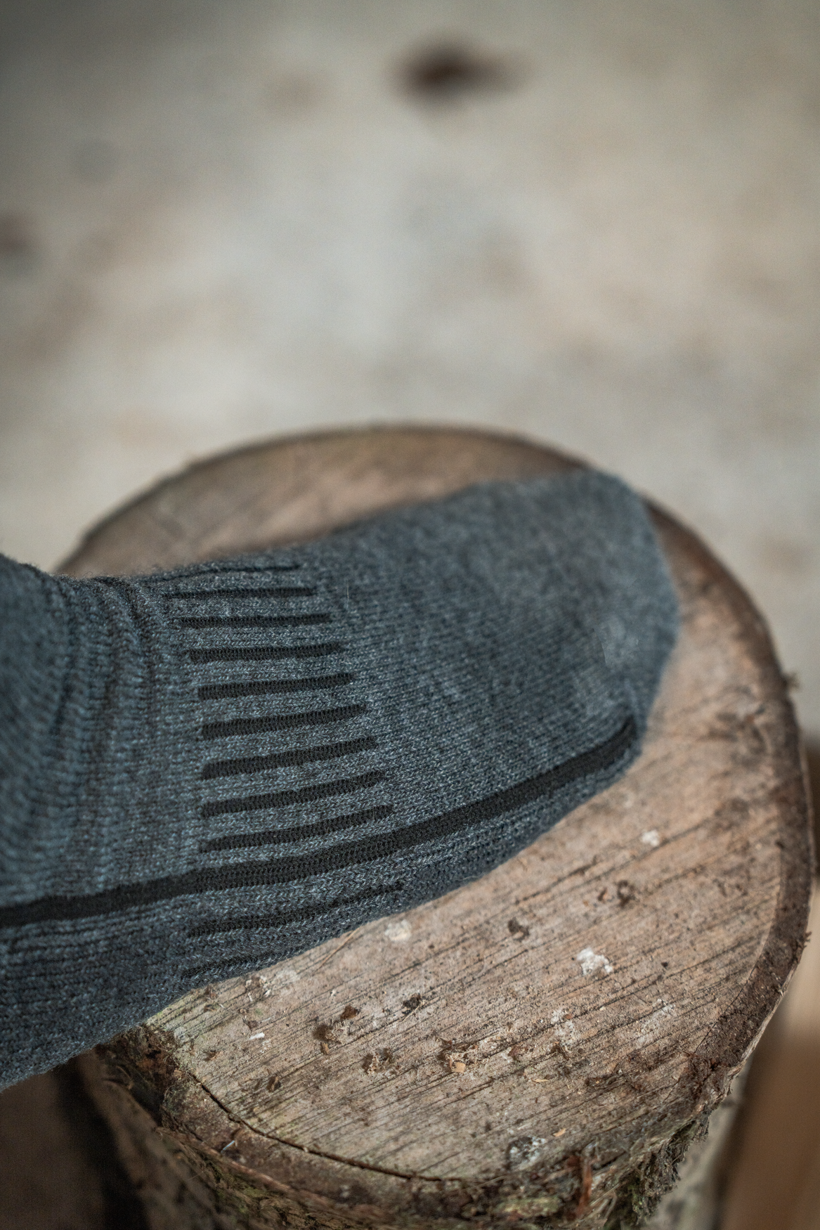 Field Heavy Merino Sokker - Grey Melange/Black