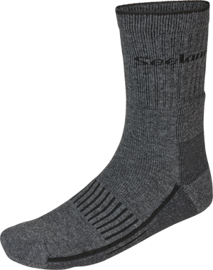 Field Heavy Merino Sokker - Grey Melange/Black