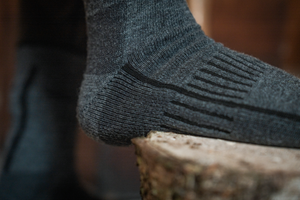 Field Heavy Merino Sokker - Grey Melange/Black