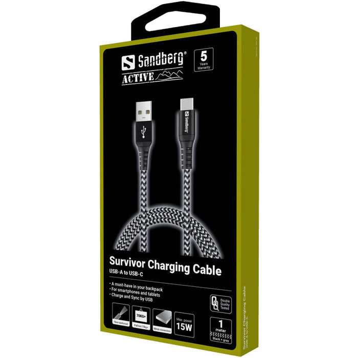 Survivor USB-C - USB-A Ladekabel - Sandberg