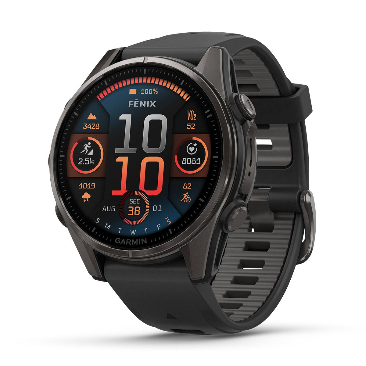 fēnix® 8 Pro – 47 mm, AMOLED, Sapphire, Carbon Grey DLC-titanium med sort/Pebble Grey silikonerem 3