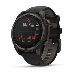 fēnix® 8 – 51 mm, Solar, Sapphire, Carbon Grey DLC-titanium med sort/Pebble Grey silikonerem 2