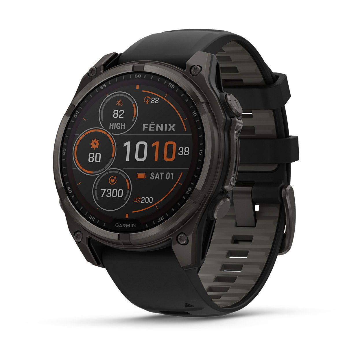 fēnix® 8 Pro – 51 mm, AMOLED, Sapphire, Carbon Grey DLC-titanium med sort/Pebble Grey silikonerem 3