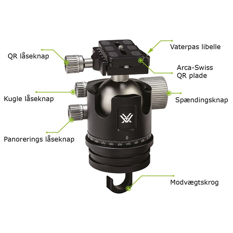 Vortex Radian - Kulfiber fotostativ m/kuglehoved (25 kg.)