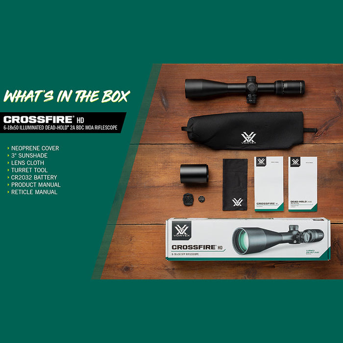 Vortex Crossfire HD 6-18x50 Belyst Dead-Hold 2A