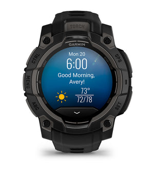 Instinct® 3 – 45 mm, AMOLED, Sort med sort rem