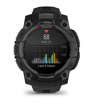 Instinct® 3 – 45 mm, AMOLED, Sort med sort rem