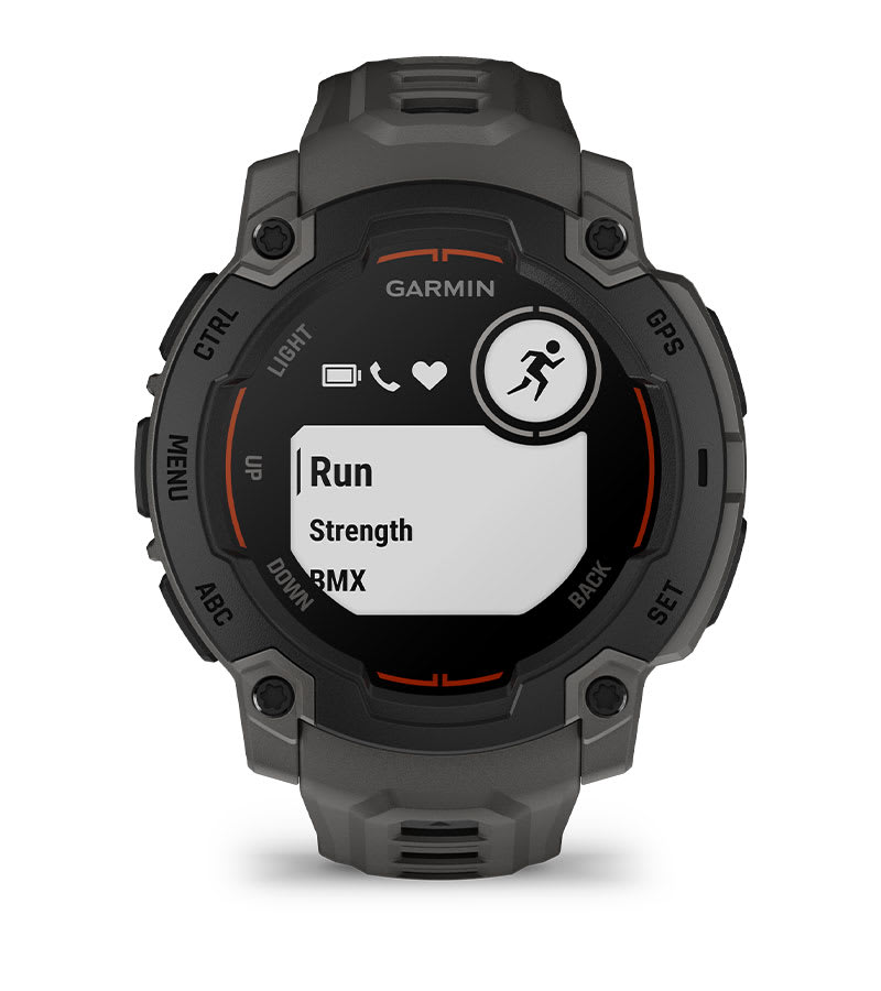 Instinct® E – 45 mm, Sort med Charcoal rem