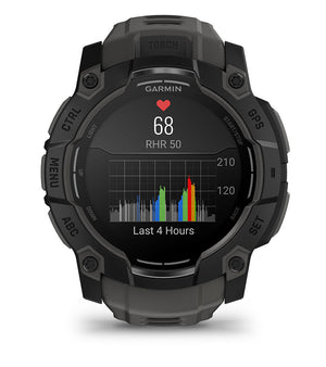 Instinct® 3 – 50 mm, AMOLED, Sort med Charcoal rem
