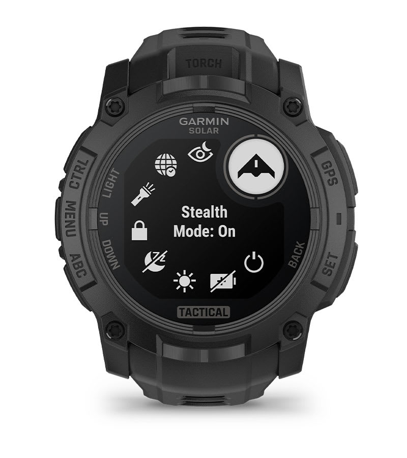 Instinct® 3 – 50 mm, Solar, Tactical Edition, Sort med sort rem