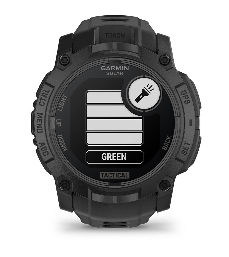 Instinct® 3 – 50 mm, Solar, Tactical Edition, Sort med sort rem