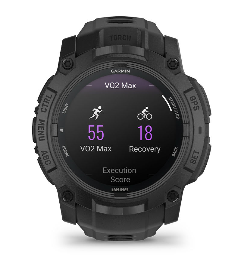 Instinct® 3 – 50 mm, AMOLED, Tactical Edition, Sort med sort rem