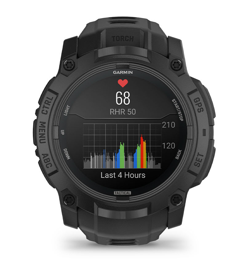 Instinct® 3 – 50 mm, AMOLED, Tactical Edition, Sort med sort rem
