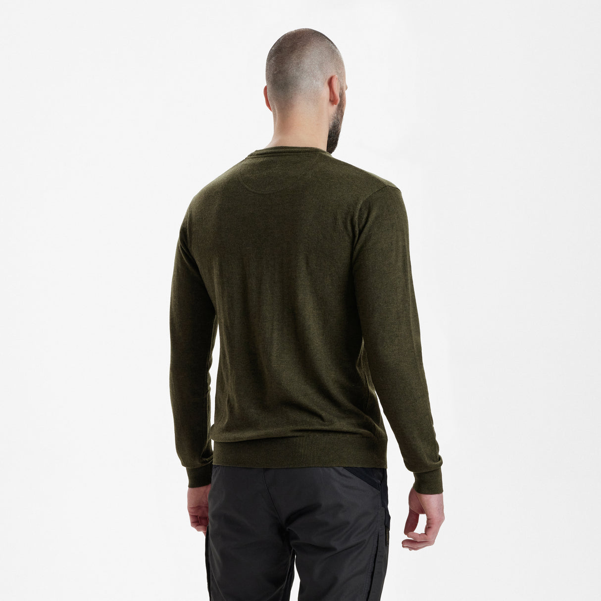 Kingston Strik med rund hals - Green Melange - Deerhunter