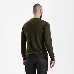 Kingston Strik med rund hals - Green Melange - Deerhunter