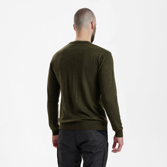 Kingston Strik med rund hals - Green Melange - Deerhunter