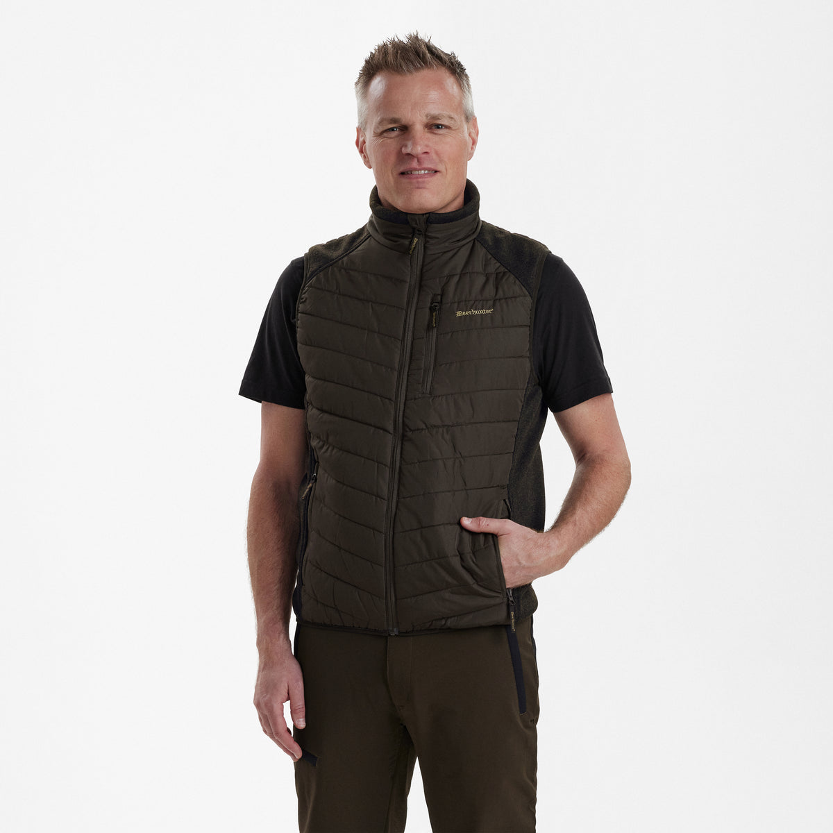 Moor Vatteret Vest med strik - Brun - Deerhunter