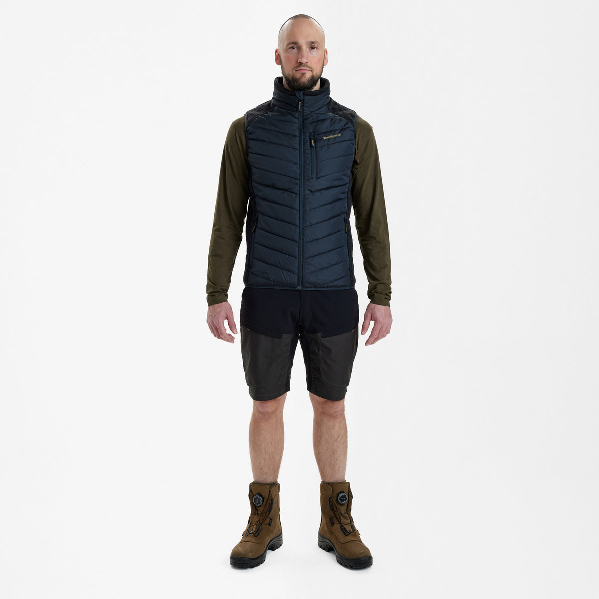 Moor Vatteret Vest med strik - Blue - Deerhunter