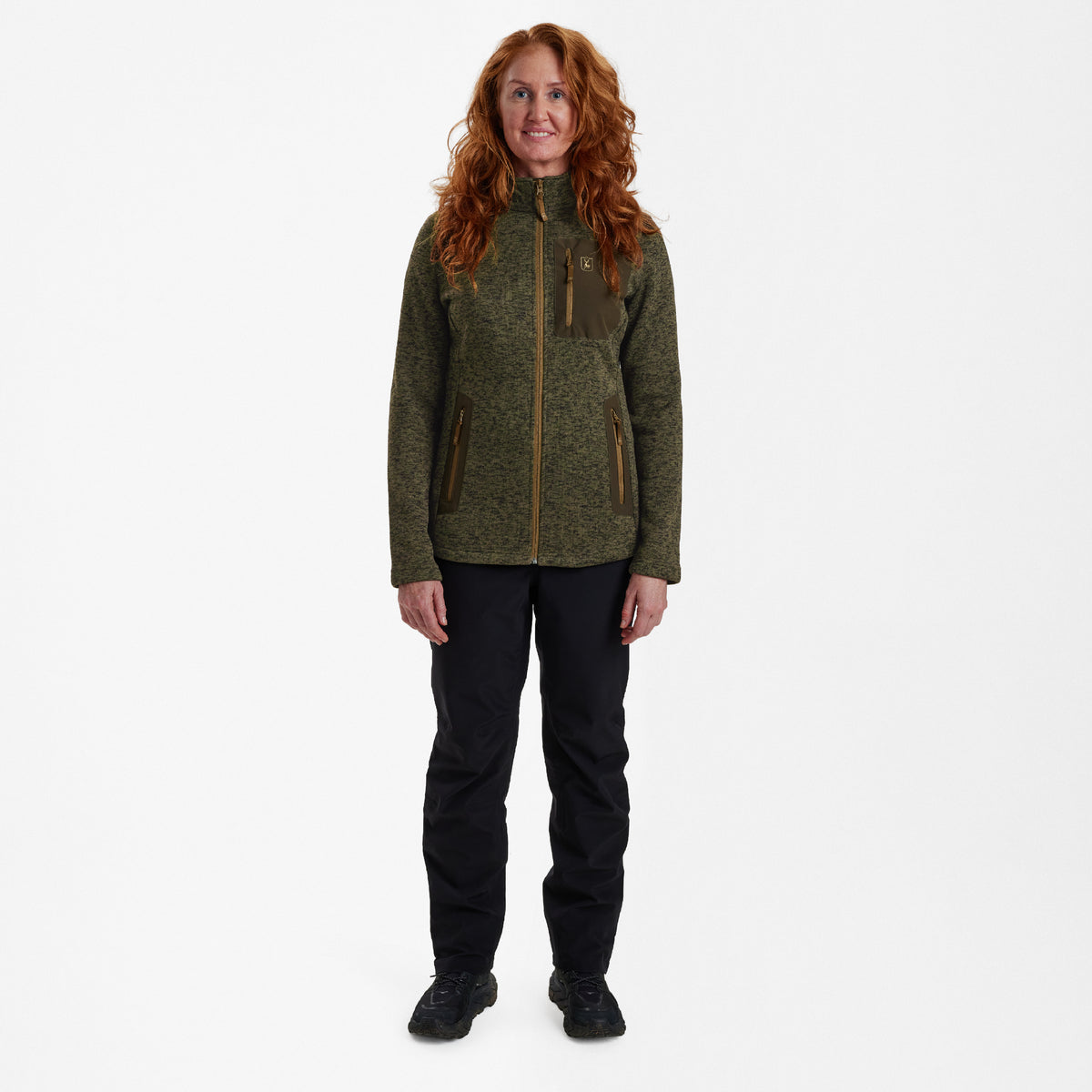 Lady Sarek Strikjakke - Olive  - Deerhunter