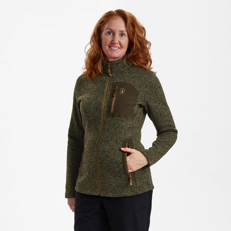 Lady Sarek Strikjakke - Olive  - Deerhunter