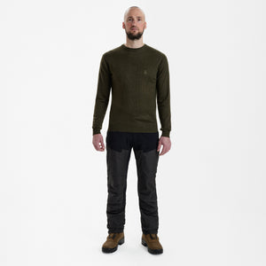 Kingston Strik med rund hals - Green Melange - Deerhunter
