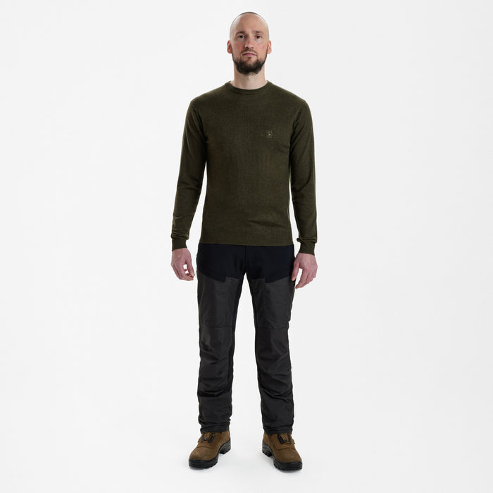 Kingston Strik med rund hals - Green Melange - Deerhunter