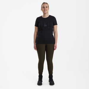 Lady T-shirt med logo Black -  Deerhunter