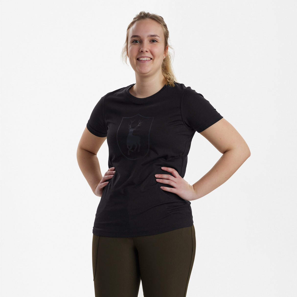 Lady T-shirt med logo Black -  Deerhunter