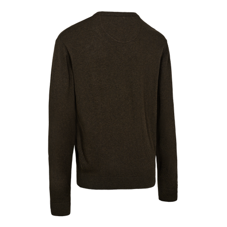 Harrington Strik med V-hals - Brown Melange - Deerhunter