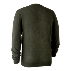 Kingston Striktrøje med V-hals - Green Melange - Deerhunter