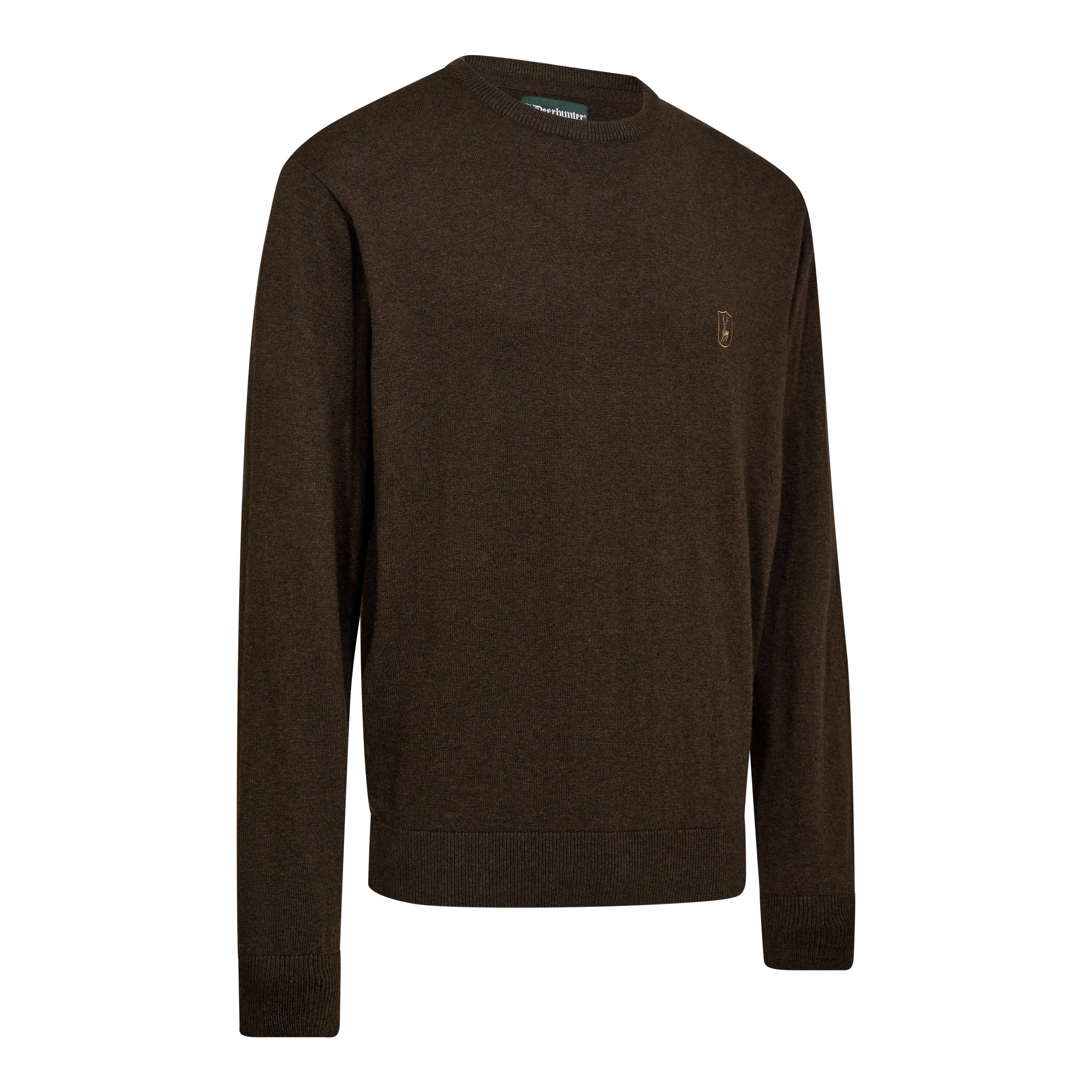 Harrington Strik med rund hals - Brown Melange - Deerhunter