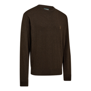 Harrington Strik med rund hals - Brown Melange - Deerhunter